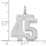 Medium Satin Number 45 Charm Pendant in Real 14k White Gold