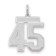 Medium Satin Number 45 Charm Pendant in Real 14k White Gold