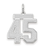 Medium Satin Number 45 Charm Pendant in Real 14k White Gold