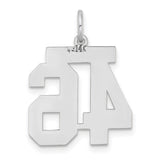 Medium Satin Number 46 Charm Pendant in Real 14k White Gold