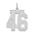 Medium Satin Number 46 Charm Pendant in Real 14k White Gold