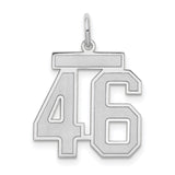 Medium Satin Number 46 Charm Pendant in Real 14k White Gold