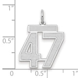 Medium Satin Number 47 Charm Pendant in Real 14k White Gold