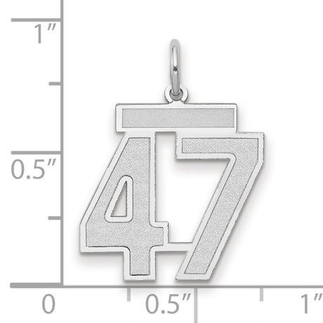 Medium Satin Number 47 Charm Pendant in Real 14k White Gold