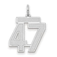 Medium Satin Number 47 Charm Pendant in Real 14k White Gold
