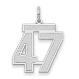 Medium Satin Number 47 Charm Pendant in Real 14k White Gold