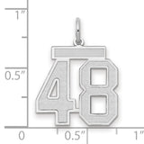 Medium Satin Number 48 Charm Pendant in Real 14k White Gold