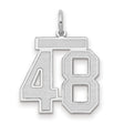 Medium Satin Number 48 Charm Pendant in Real 14k White Gold