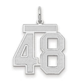 Medium Satin Number 48 Charm Pendant in Real 14k White Gold