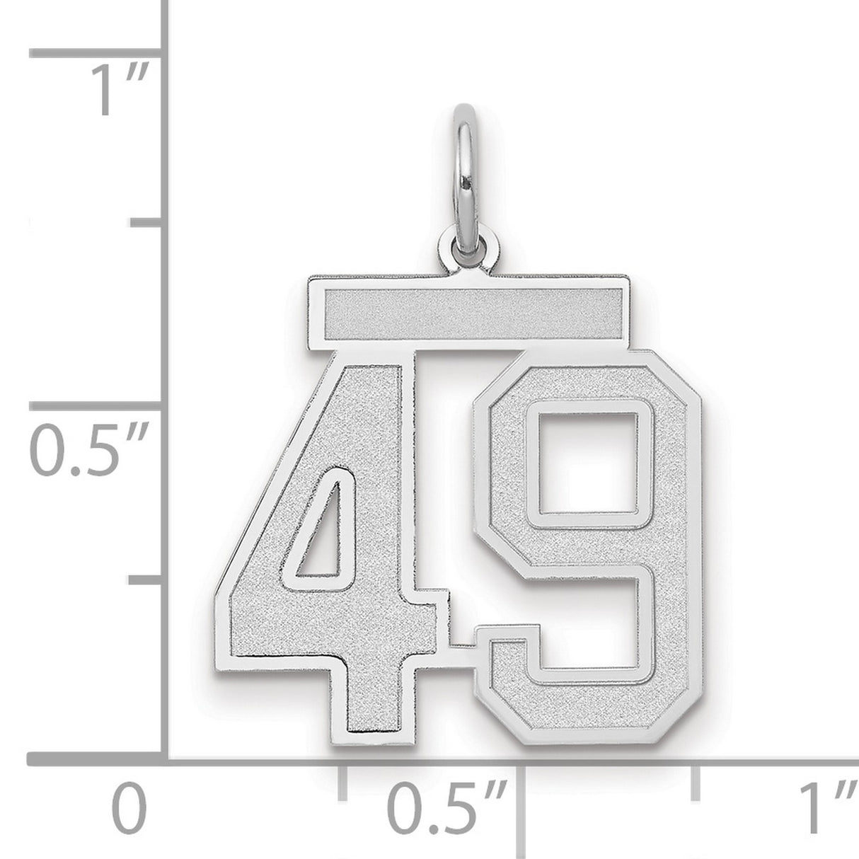 Medium Satin Number 49 Charm Pendant in Real 14k White Gold