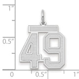 Medium Satin Number 49 Charm Pendant in Real 14k White Gold