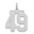 Medium Satin Number 49 Charm Pendant in Real 14k White Gold