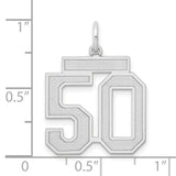 Medium Satin Number 50 Charm Pendant in Real 14k White Gold