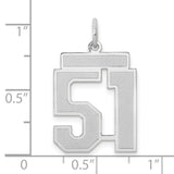 Medium Satin Number 51 Charm Pendant in Real 14k White Gold