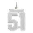 Medium Satin Number 51 Charm Pendant in Real 14k White Gold