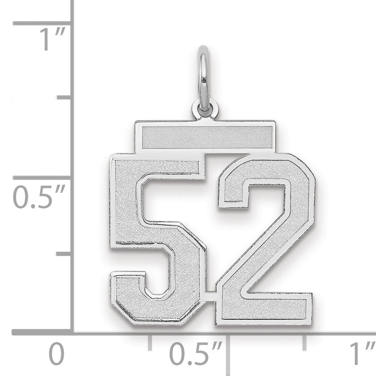 Medium Satin Number 52 Charm Pendant in Real 14k White Gold