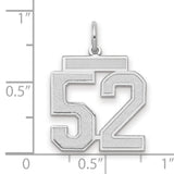 Medium Satin Number 52 Charm Pendant in Real 14k White Gold