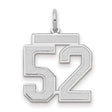 Medium Satin Number 52 Charm Pendant in Real 14k White Gold