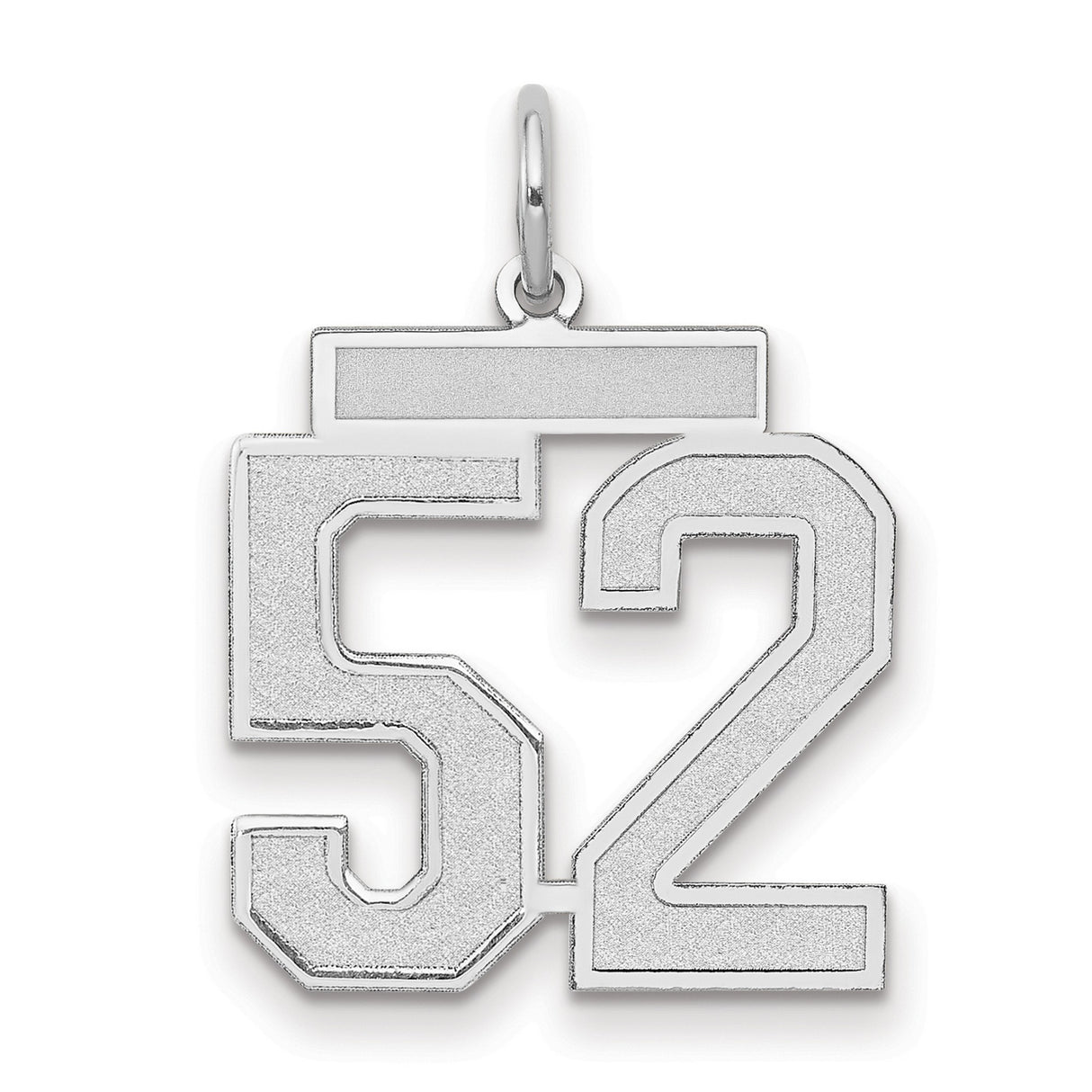 Medium Satin Number 52 Charm Pendant in Real 14k White Gold