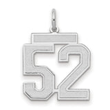 Medium Satin Number 52 Charm Pendant in Real 14k White Gold