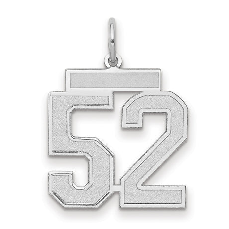 Medium Satin Number 52 Charm Pendant in Real 14k White Gold