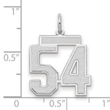 Medium Satin Number 54 Charm Pendant in Real 14k White Gold