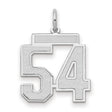 Medium Satin Number 54 Charm Pendant in Real 14k White Gold