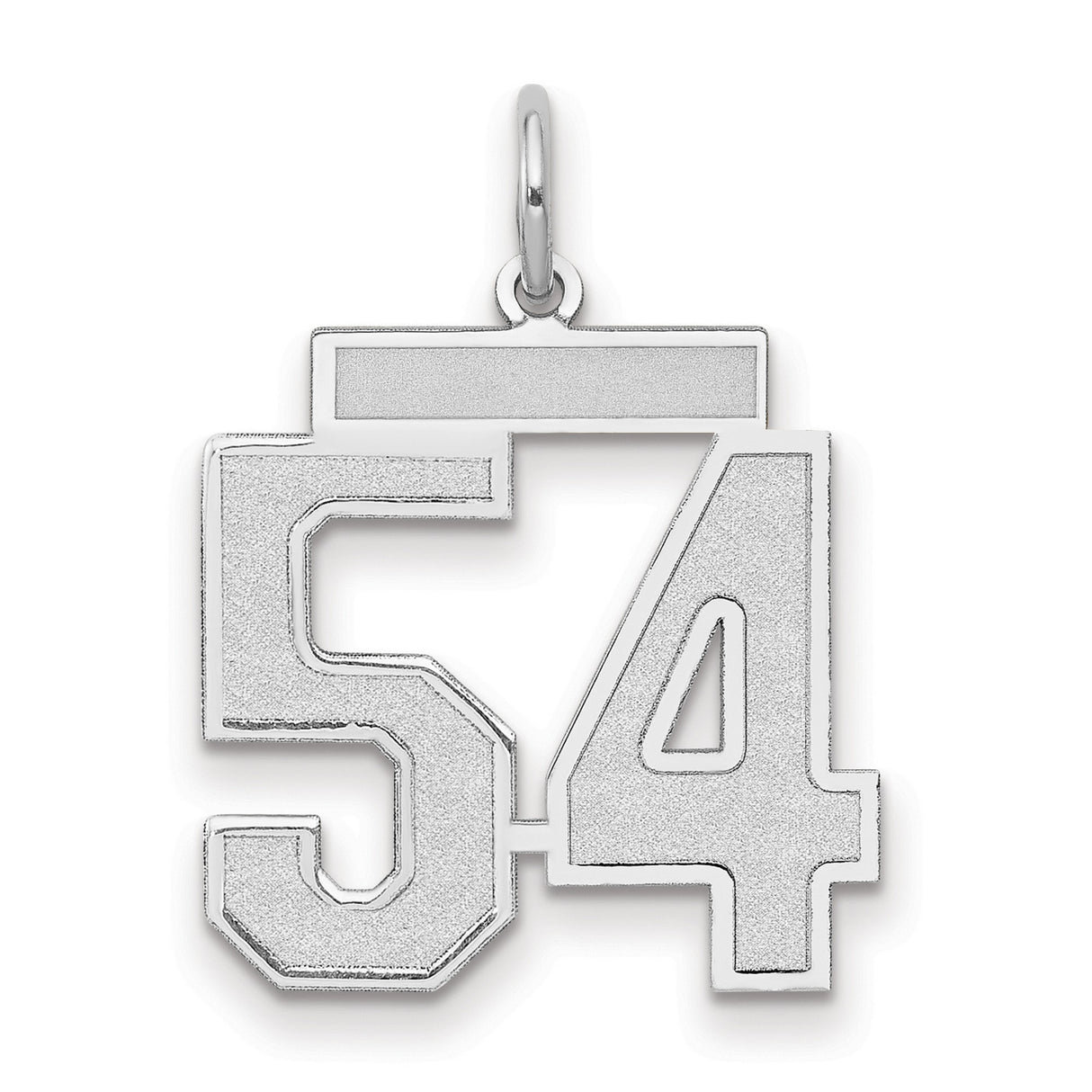 Medium Satin Number 54 Charm Pendant in Real 14k White Gold