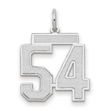 Medium Satin Number 54 Charm Pendant in Real 14k White Gold
