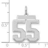 Medium Satin Number 55 Charm Pendant in Real 14k White Gold