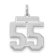 Medium Satin Number 55 Charm Pendant in Real 14k White Gold