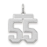 Medium Satin Number 55 Charm Pendant in Real 14k White Gold