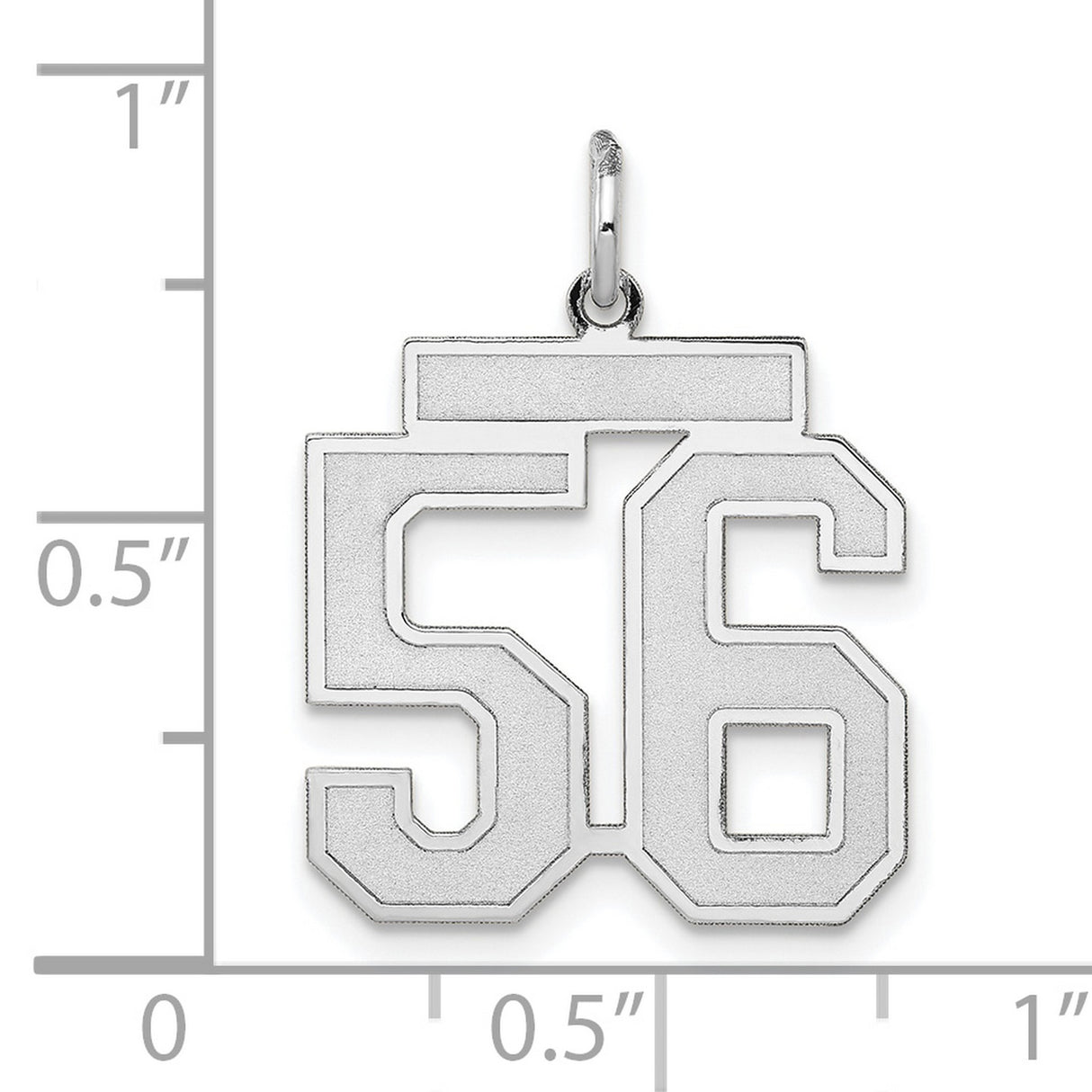 Medium Satin Number 56 Charm Pendant in Real 14k White Gold