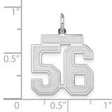 Medium Satin Number 56 Charm Pendant in Real 14k White Gold