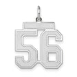 Medium Satin Number 56 Charm Pendant in Real 14k White Gold