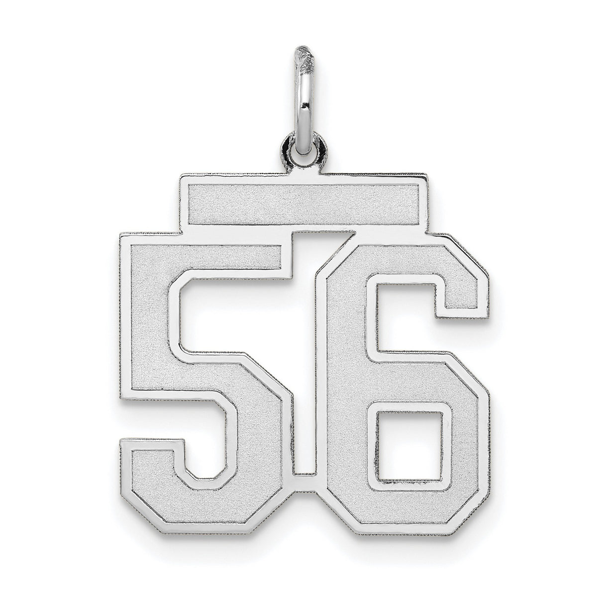 Medium Satin Number 56 Charm Pendant in Real 14k White Gold