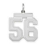 Medium Satin Number 56 Charm Pendant in Real 14k White Gold