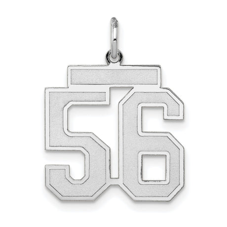 Medium Satin Number 56 Charm Pendant in Real 14k White Gold