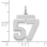 Medium Satin Number 57 Charm Pendant in Real 14k White Gold