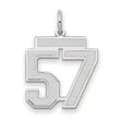 Medium Satin Number 57 Charm Pendant in Real 14k White Gold