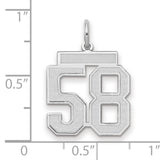 Medium Satin Number 58 Charm Pendant in Real 14k White Gold