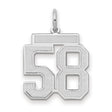 Medium Satin Number 58 Charm Pendant in Real 14k White Gold