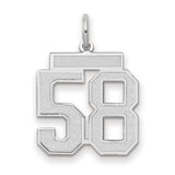Medium Satin Number 58 Charm Pendant in Real 14k White Gold