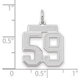 Medium Satin Number 59 Charm Pendant in Real 14k White Gold