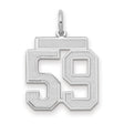 Medium Satin Number 59 Charm Pendant in Real 14k White Gold