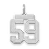 Medium Satin Number 59 Charm Pendant in Real 14k White Gold