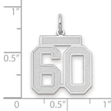 Medium Satin Number 60 Charm Pendant in Real 14k White Gold