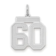 Medium Satin Number 60 Charm Pendant in Real 14k White Gold