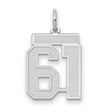 Medium Satin Number 61 Charm Pendant in Real 14k White Gold