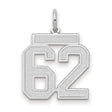 Medium Satin Number 62 Charm Pendant in Real 14k White Gold